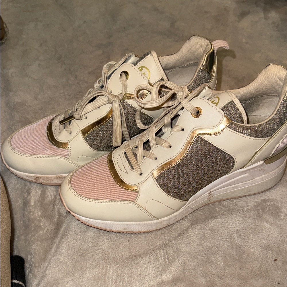 Michael Kors Cream and Gold Sneakers